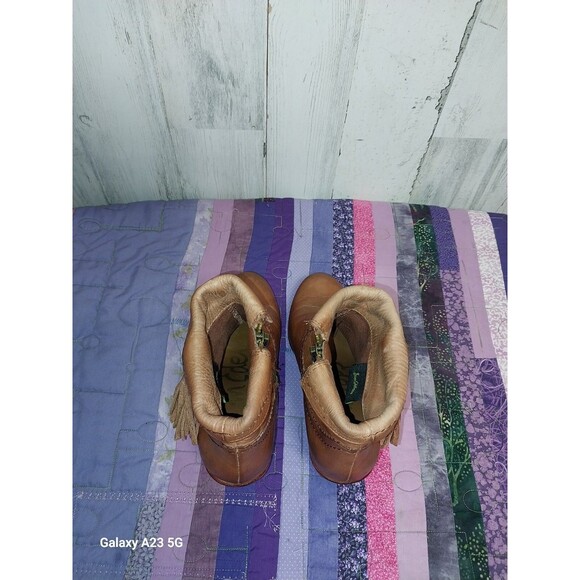 Sam Edelman Boots Womens 5 Louie Fringe Cowboy Bootie Brown Leather Heels - Picture 10 of 13